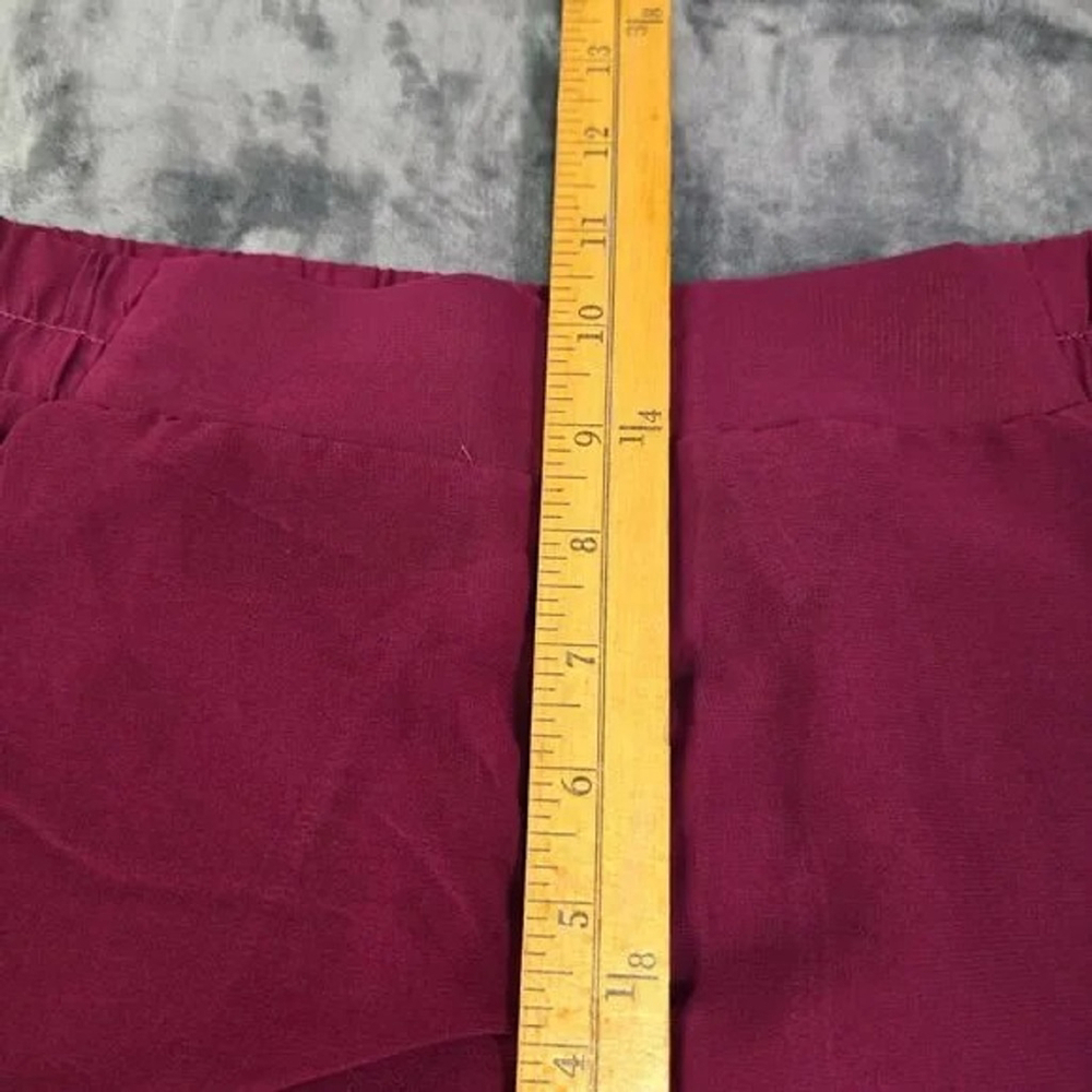 Burgundy Palazzo Pants Small Wide Leg Sheer Lined - Picture 5 of 11